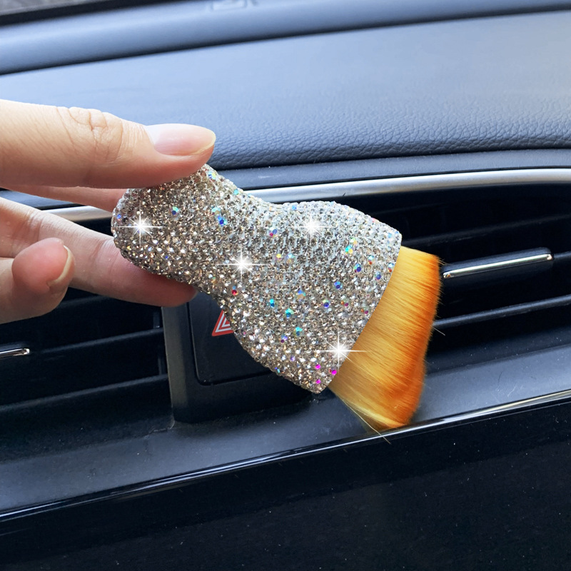 Cross-border car cleaning brush air conditioning air outlet diamond brush dust soft brush car dust removal gap brush