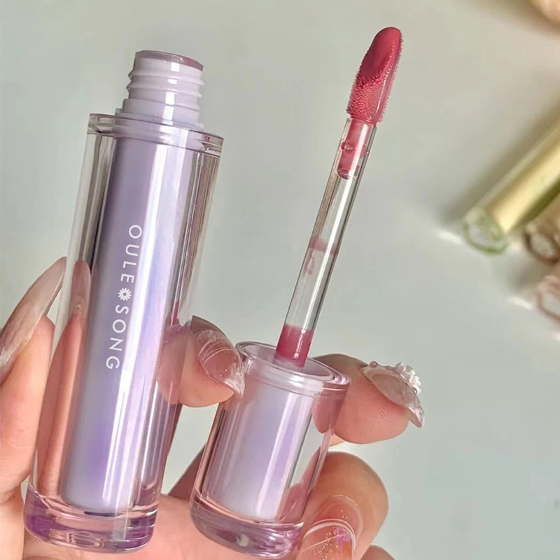 OULESONG frozen tea mirror Lip Glaze Water gloss lip gloss glass jelly round tube domestic products lip gloss cross-border live broadcast women