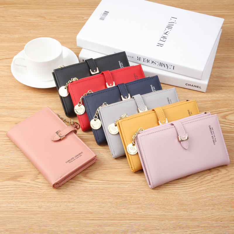 Factory Direct Wallet Women's Korean-style Large Capacity Mid-length Clutch Bag All-match Simple Zipper Buckle Card Bag