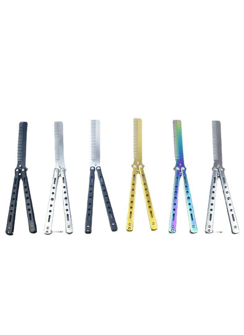 Round handle unopened blade butterfly practice knife American butterfly knife comb CSgo outdoor training knife folding training comb