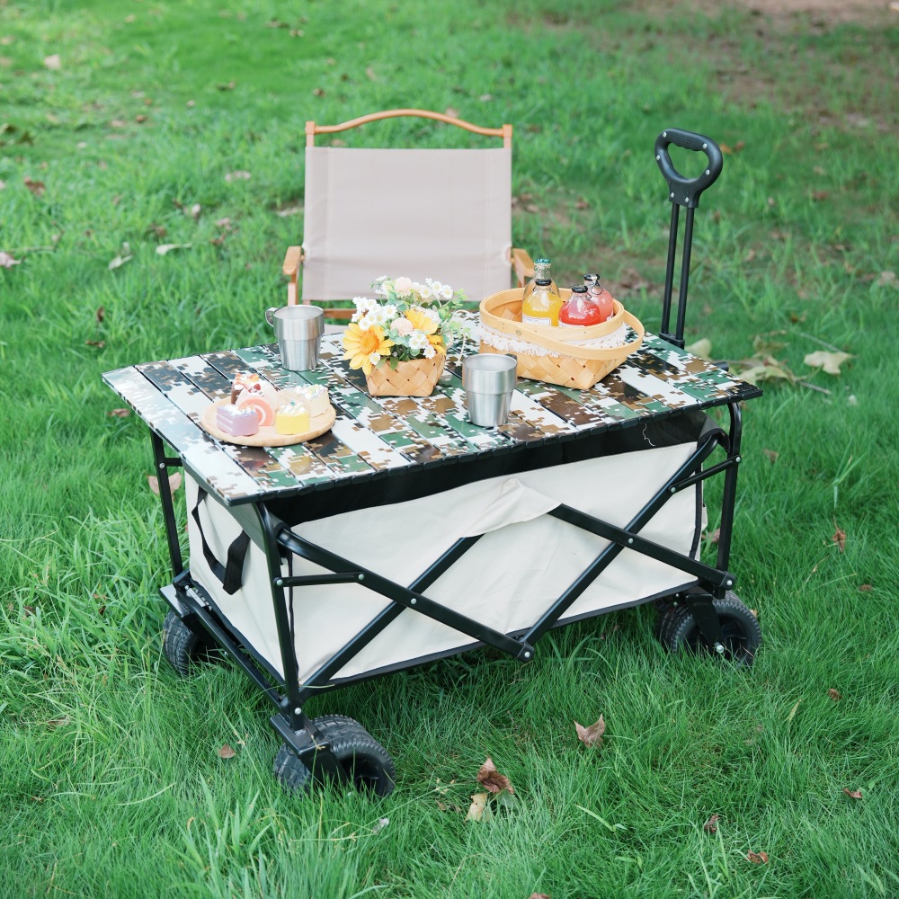Camping Trolley Outdoor Camping Car Stall Large Folding Camping Car Picnic Small Trolley Stall Special Trolley