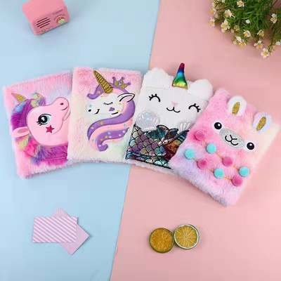 Cross-border cute plush A5 Notebook three-dimensional embroidery fabric hand Ledger cute cartoon notebook diary