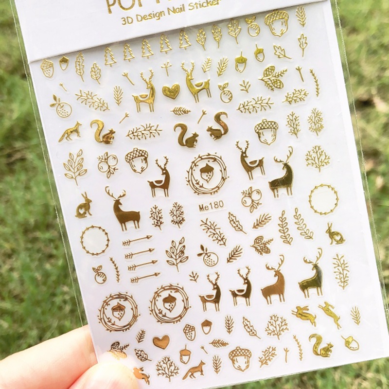 Snowflake nail stickers winter Christmas manicure new golden snowflake nail stickers Me180-197 gold