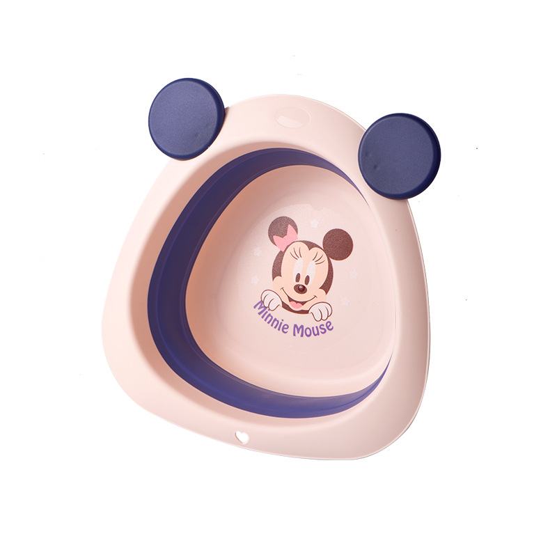 Strawberry Bear Folding Basin Household Mickey Minnie Cartoon Children's Baby Wash Face and Foot Wash Butt pp Basin
