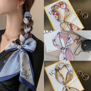 New Style Small Long Scarf Women's Autumn Thin All-match Scarf Hair Band Tie Bag Scarf Autumn and Winter Ribbon Artistic Ribbon