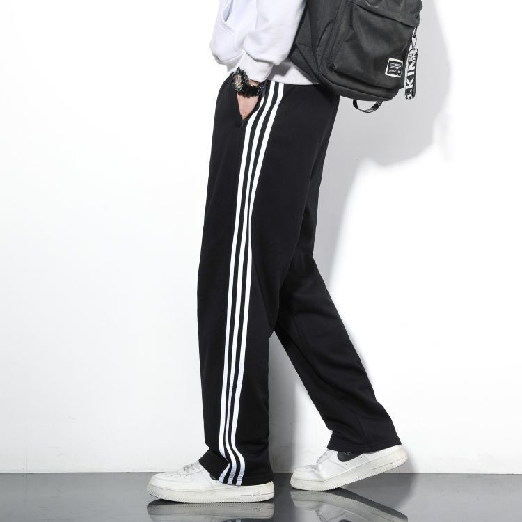 Pants men's three-bar vertical striped school pants men's outdoor sports pants simple all-match casual pants men's hot pants