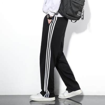 Pants men's three-bar vertical striped school pants men's outdoor sports pants simple all-match casual pants men's hot pants