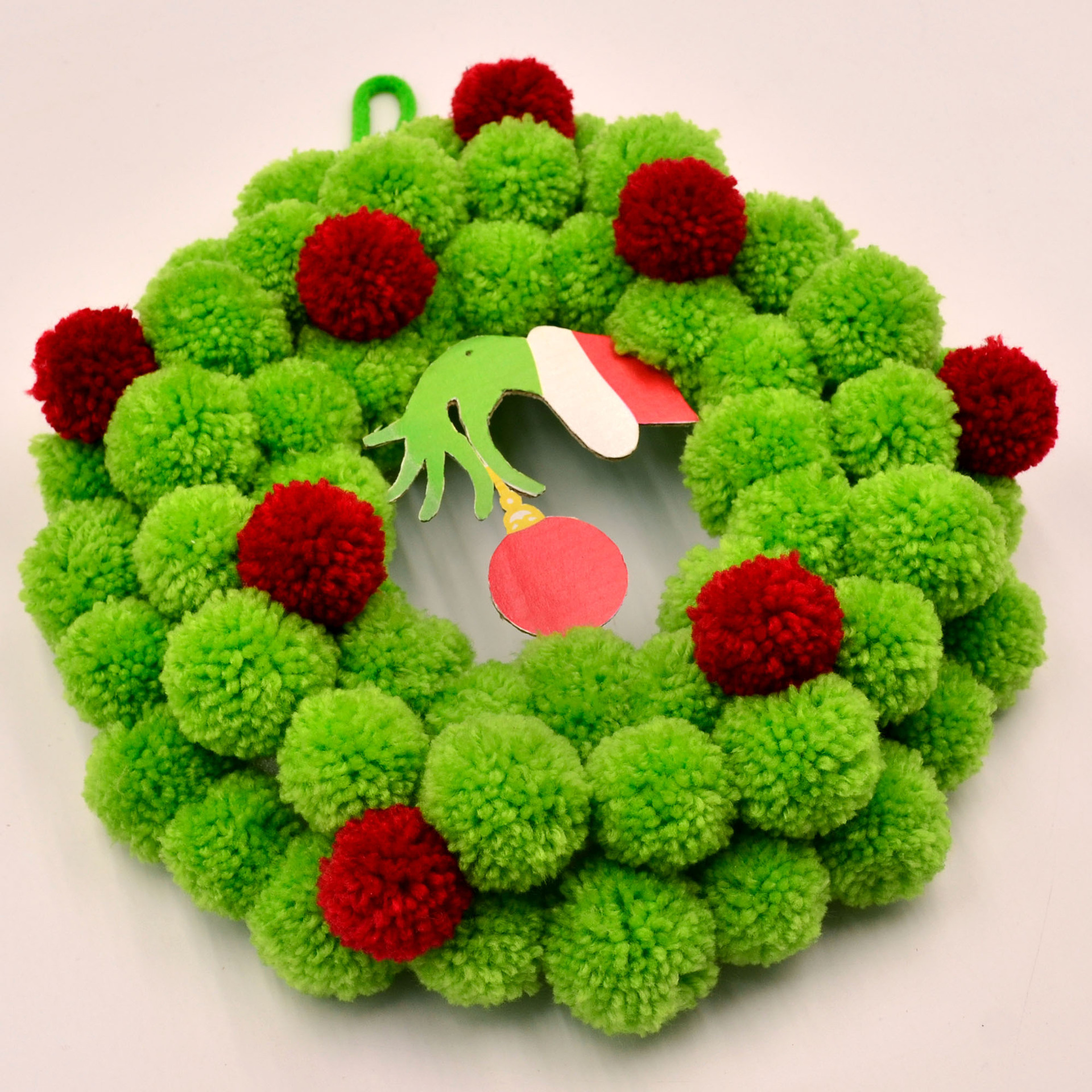 Christmas Grinch ghost hand fur ball Garland wreath Christmas door decoration door plate pendant _voghion.com