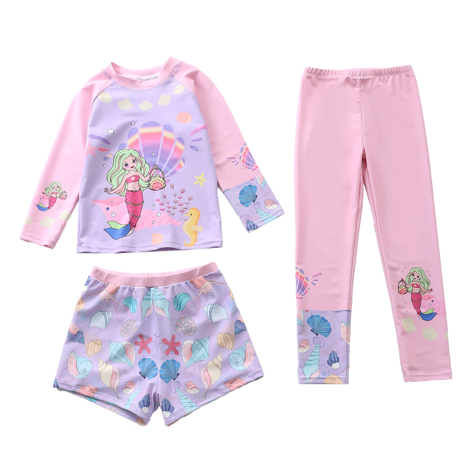 Children's Swimsuit Split Girls' Long-sleeved Trunks Swimsuit Baby Girl's Conservative Swimsuit