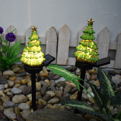 Solar Lights Resin Crafts Christmas Tree Decorative Floor Insertion Creative Outdoor Garden Lights Christmas Holiday Gifts