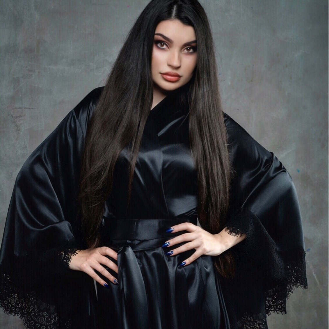 785 European and American Foreign Trade Large Size Sex Underwear Color Silk Home Hair Bathrobe Amazon