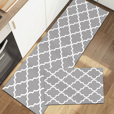 Spot Cross-border Simple Modern Black and White Kitchen Mat Two-piece Water Absorbent Oil Absorbent Kitchen Carpet Floor Mat Door Mat