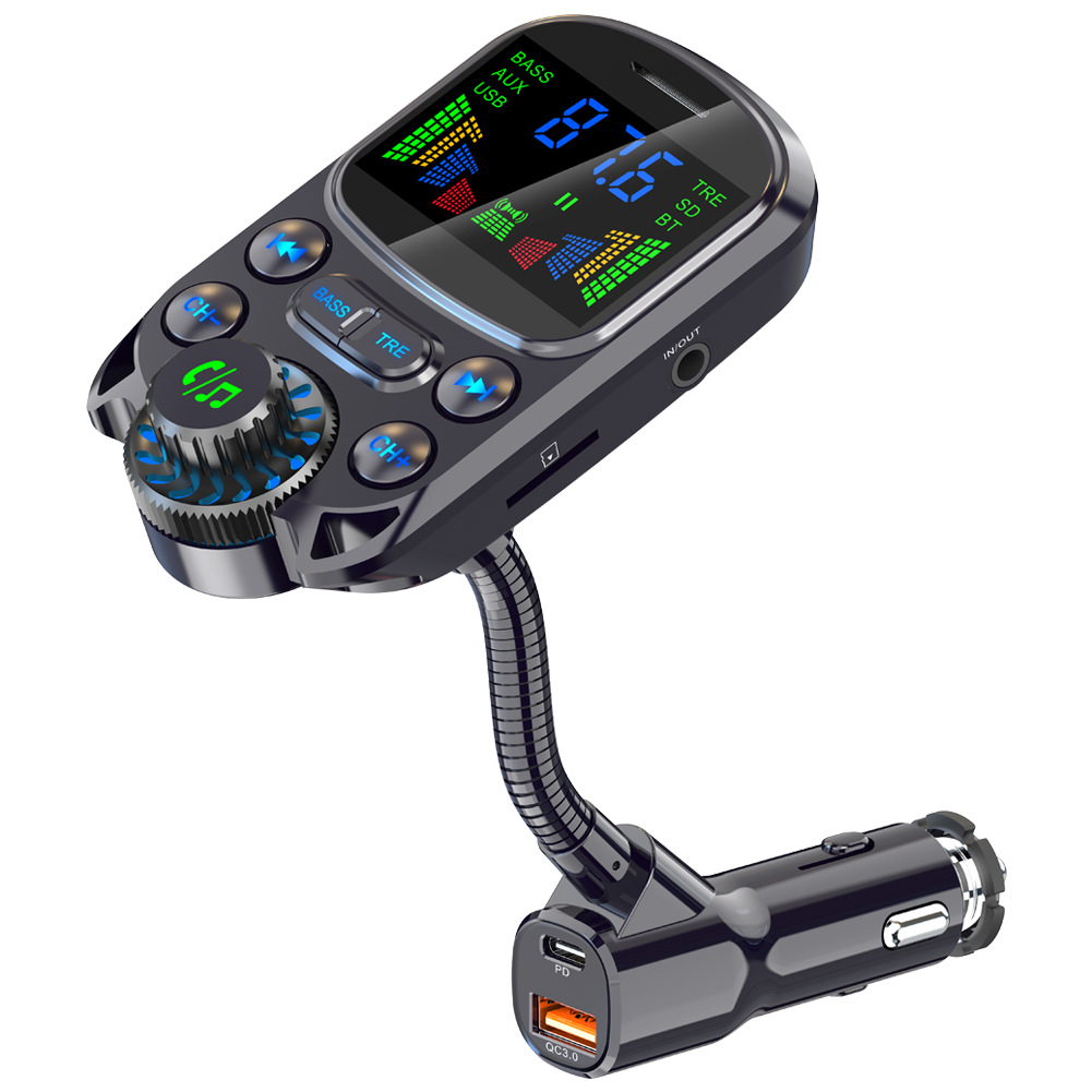 Car Bluetooth U disk lossless player with AUX HD spectrum display sound effect adjustment car charger fast charging