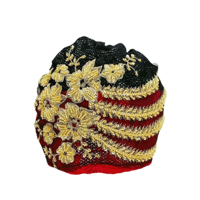 Spring phoenix tail flower toe cap headscarf hat adult hat ethnic style fashionable breathable white hair covering big flowers