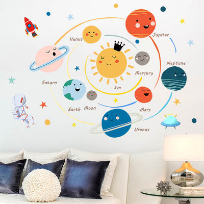 Shangyi SP82070 Cartoon Planet children's room wall decoration wall stickers self-adhesive living room beautifying factory wall stickers