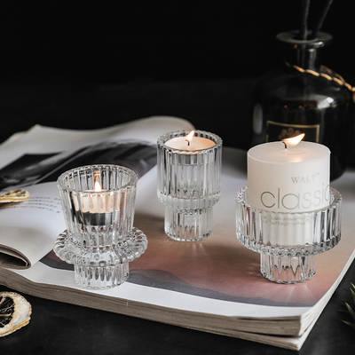 clear glass hurricane candle holder