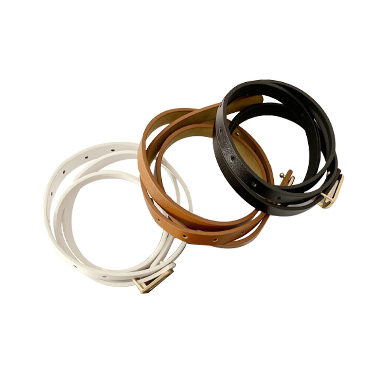 Korean version of women's belt square buckle non-porous belt women's casual retro fashion simple thin waist belt manufacturers wholesale