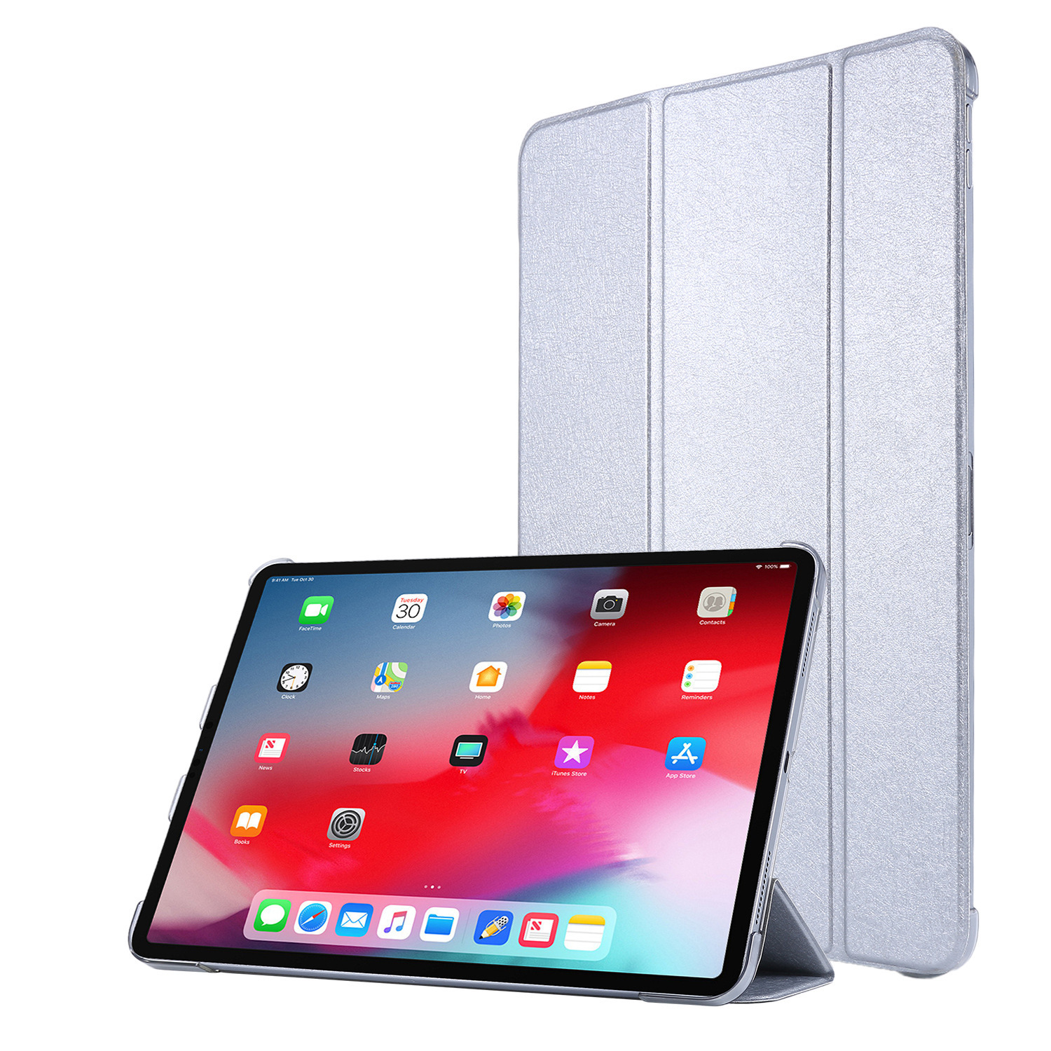 適用新iPad2020款iPadPro11保護套三折蠶絲紋10.2寸12.9皮套