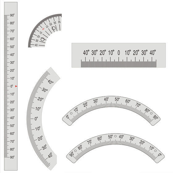 Cross-border stainless steel angle ruler aluminum alloy ruler arc-shaped angle ruler indexing scale cylinder arc template