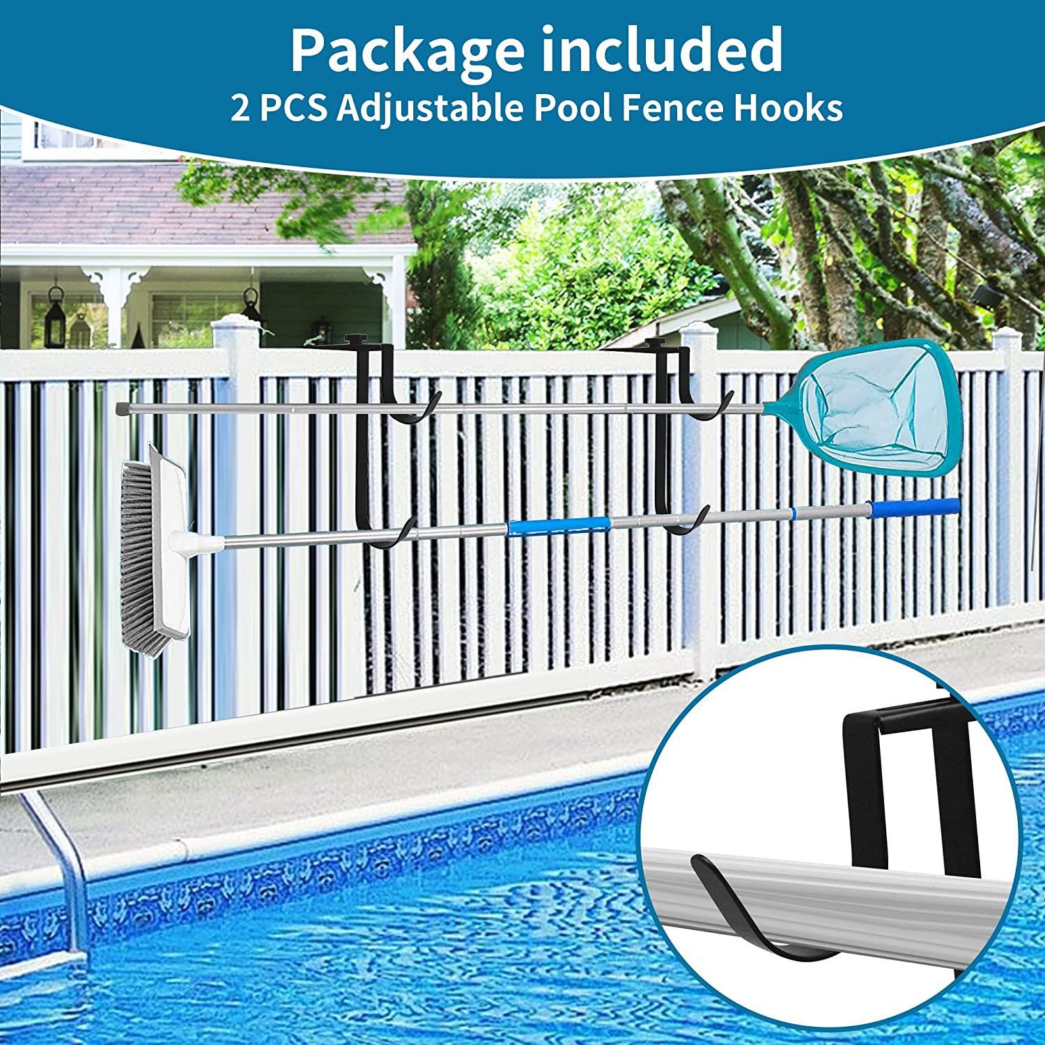 Amazon Hot Sale New Adjustable Pool Rod Hook Pool Fence Lifebuoy Coat Hood Hook Guardrail Hook