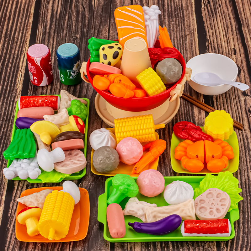 Играть в дом Моделирование еда морепродукты фрукты и овощи кухня горячий горшок игрушки Детское барбекю мальчики и девочки кулинарный костюм