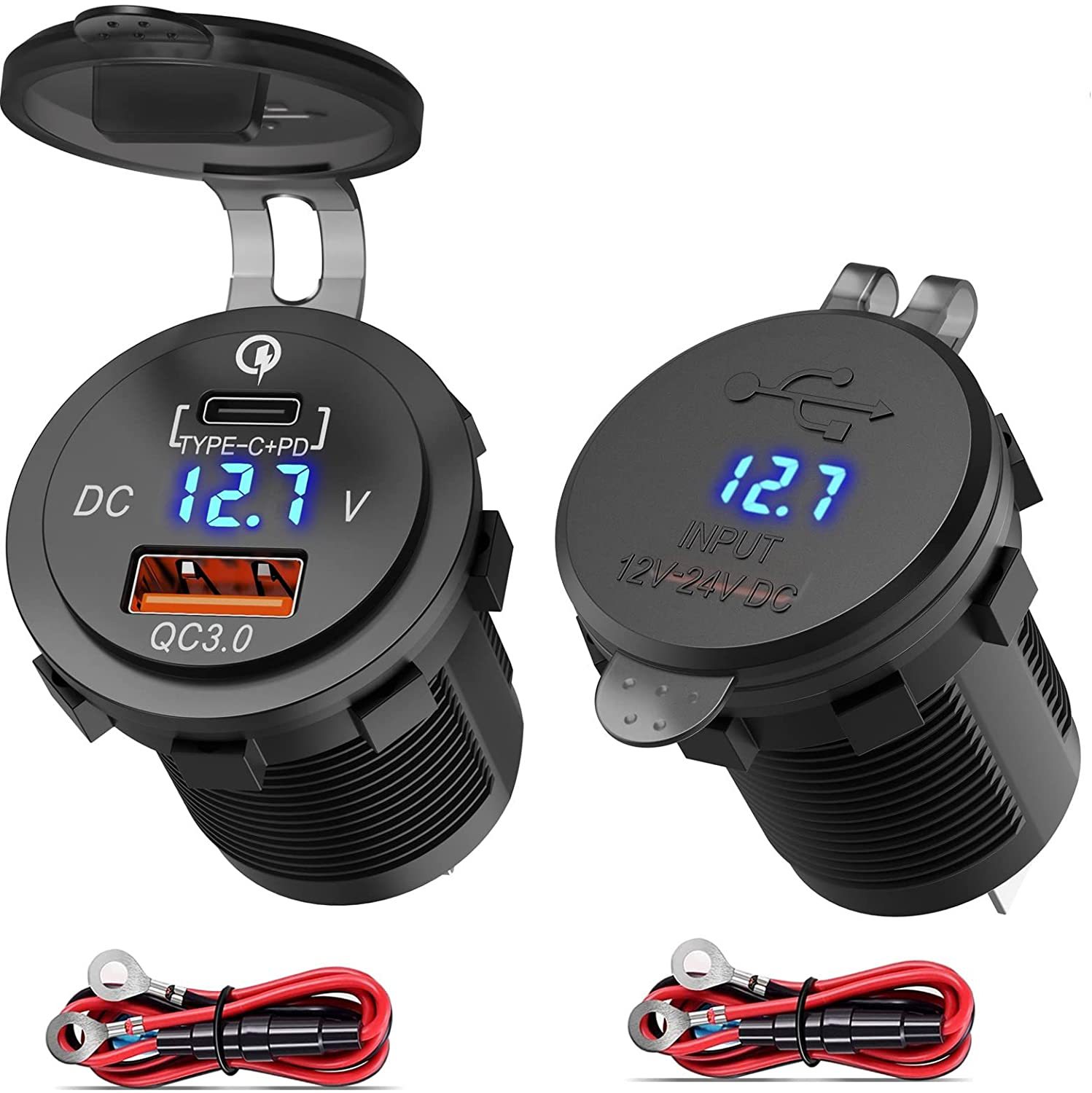 Car modification car charger QC3.0 with PD charging TYPE-C Port intelligent shunt USB charging