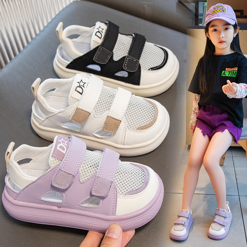 Children's Sports Sandals 2024 Summer New Single Mesh Breathable Hollow Out Fashion Casual Summer Shoes Cross-border for Boys and Girls