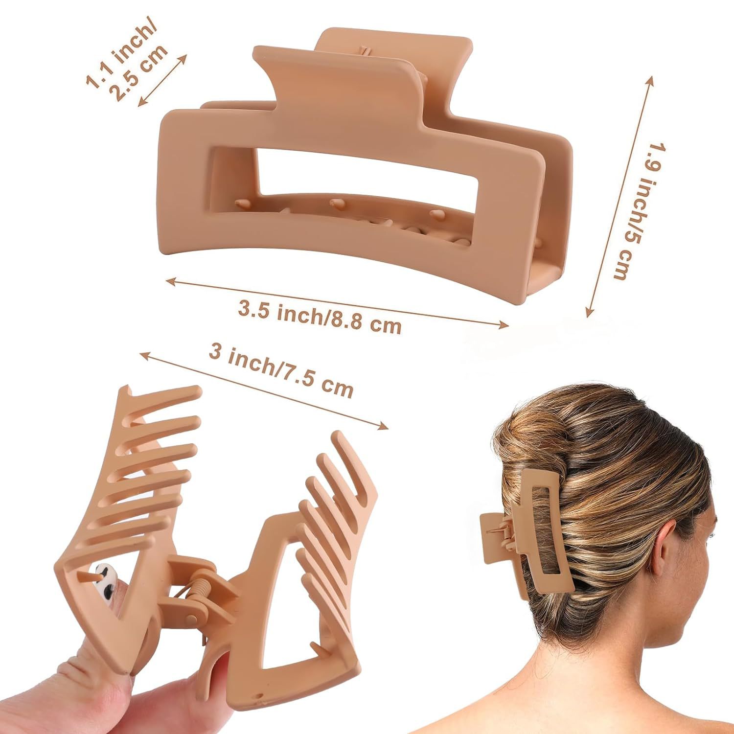 Amazon European and American Cross-border Headwear Long Square Large Grab Clip Frosted Head Hair Grab Clip Rubber Paint Non-slip Hair Accessories