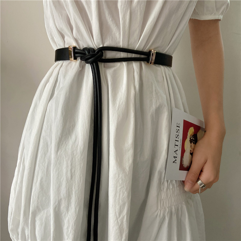 Thin belt Women's knotted decoration all-match Western Assembly dress tight waist fashion ins trendy summer Small Belt