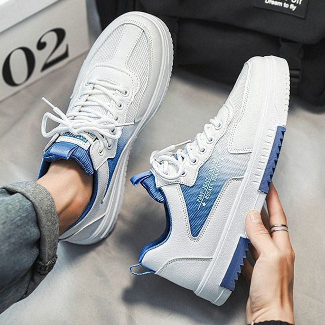All-match White Shoes Men's New Arrival 2024 Summer Casual Students Breathable Mesh Panel Shoes Fashionable Sports Height-increasing Men's Shoes