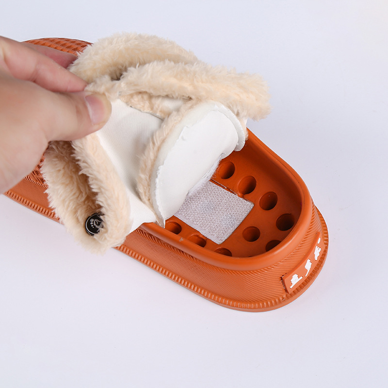 Detachable home cotton slippers autumn and winter Lidole waterproof cotton shoes EVA warm outdoor Two-wear thick-soled cotton slippers