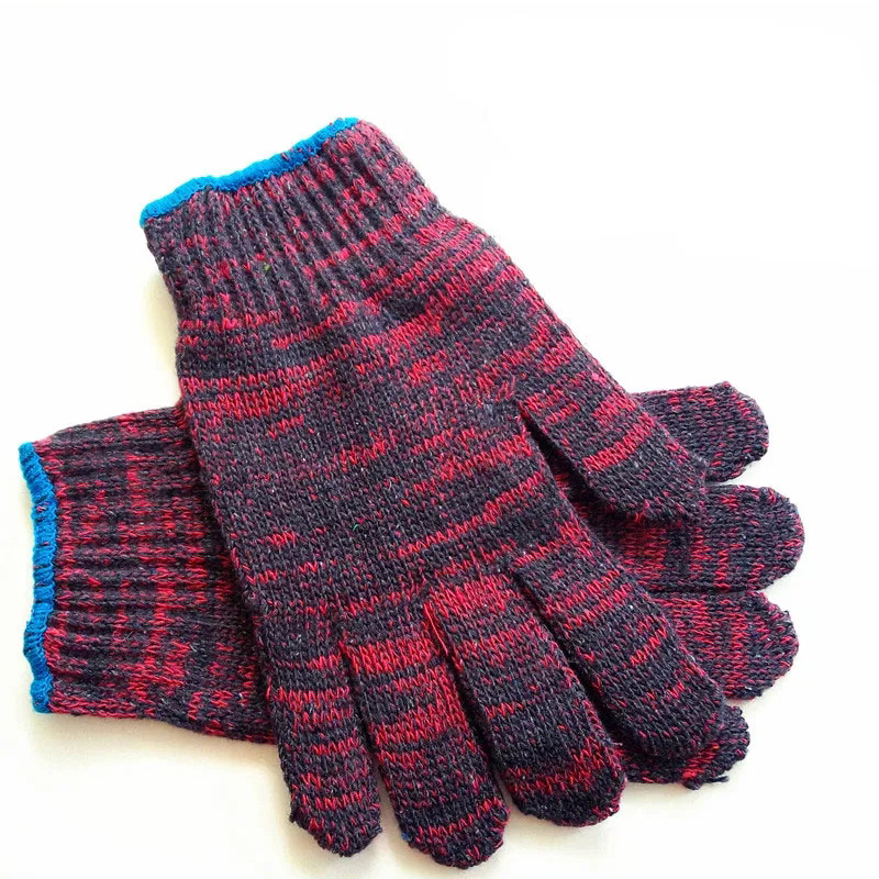 Labor gloves cotton yarn wholesale construction thickened wear-resistant car repair industrial red line gloves work knitting manufacturers wholesale
