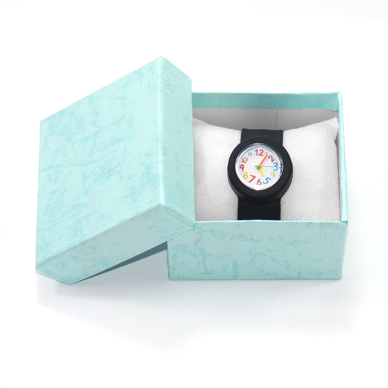 Silicone Round Children's Pat Watch Silicone Quartz Watch Small Sports Watch Snap Ring Color Boxed
