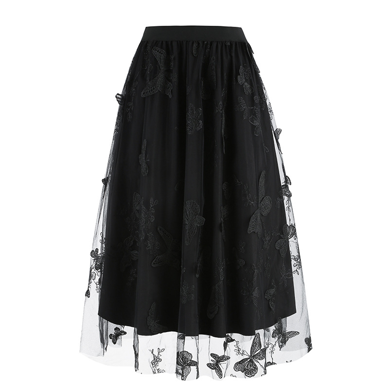 Amazon European and American Women's Mesh Butterfly Embroidered Skirt Amazon Explosions Clothing 8209