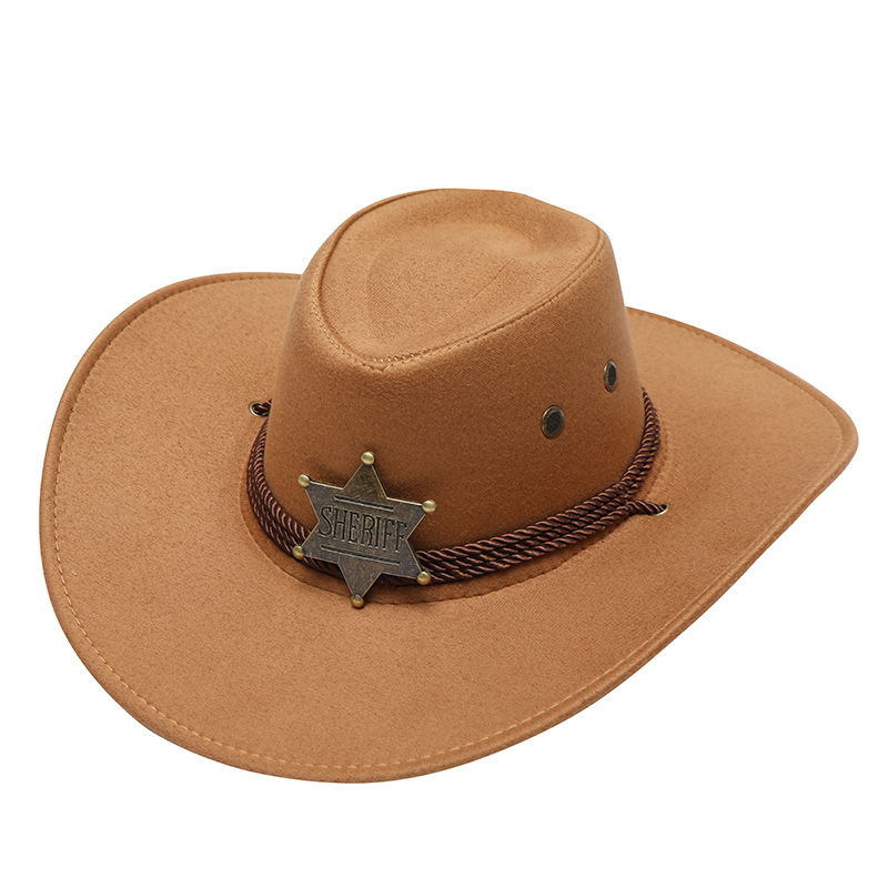 Western cowboy hat men's and women's hat American trend three rope chicken skin velvet travel stereotypes Knight hat cowboy hat
