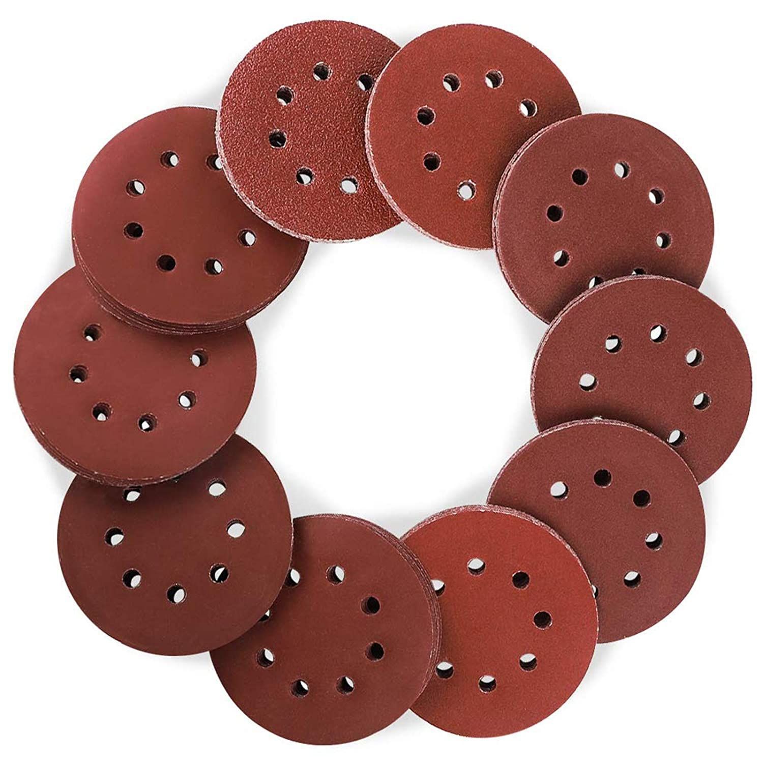 Cross-border explosives 5 inch 8 hole sandpaper back velvet matte paper red sand 125mm alumina Amazon combination suit