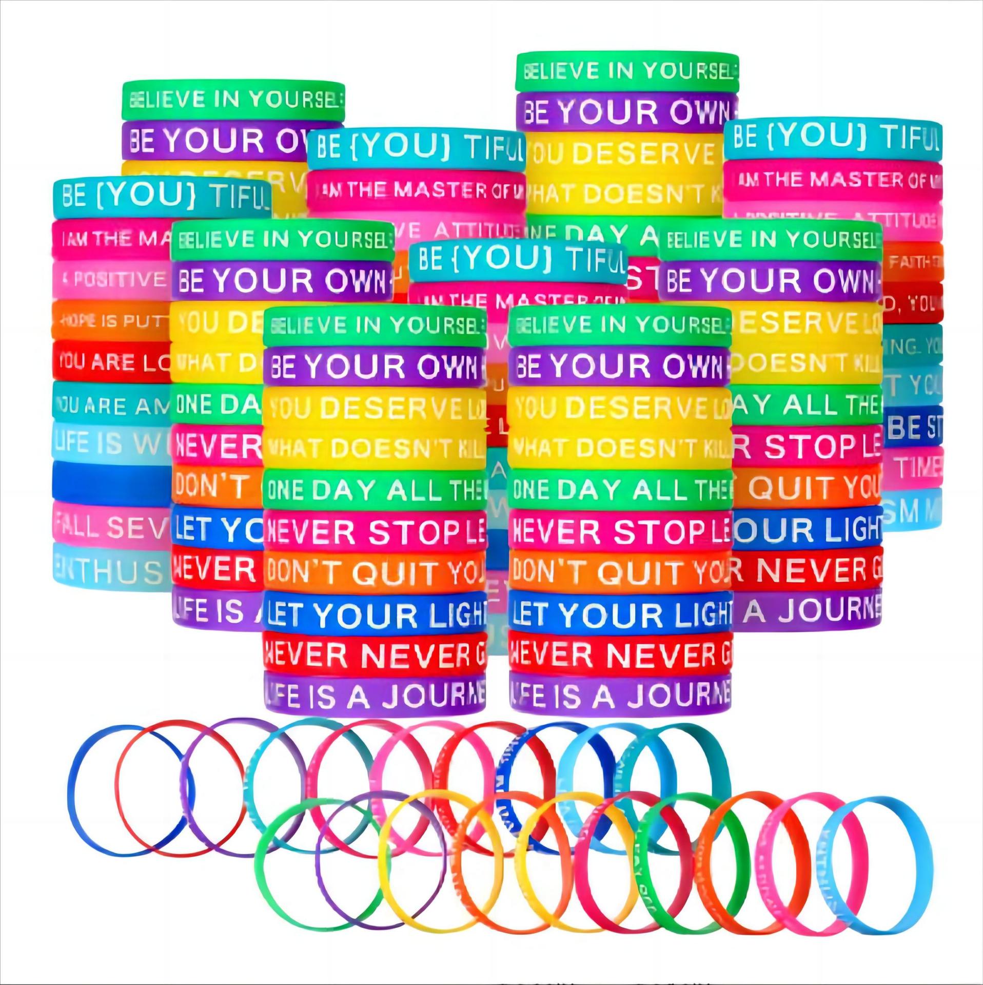 Cross-border European and American bright color printing quotations for men and women adult wristbands color inspirational quotes gift silicone bracelet