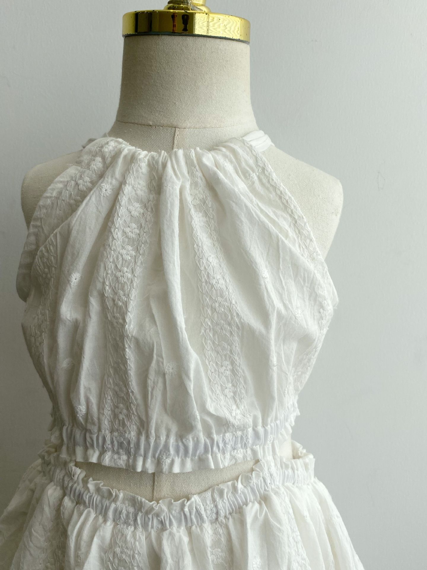 Girl's Mori white embroidered dress 2024 Summer Korean style children's dress halter strap fairy dress women