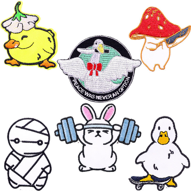 Cartoon Duck Cloth Sticker Children's Wear Accessories Computer Embroidery Sticker Cute Animal Embroidery Ironing Rabbit Patch