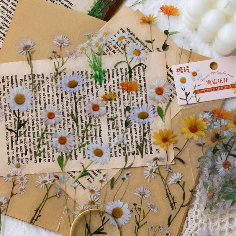 Sugar poem PET sticker package plant nature book series fresh hand account diary DIY flower decorative stickers 8