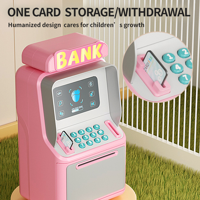 Children's cartoon password box piggy bank ATM safe box Music automatic roll money piggy bank cash machine toy