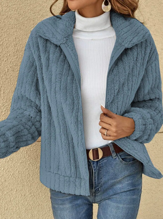 Amazon Europe and the United States cross-border women's wear 2023 autumn and winter new pit hair plush cardigan lapel short coat