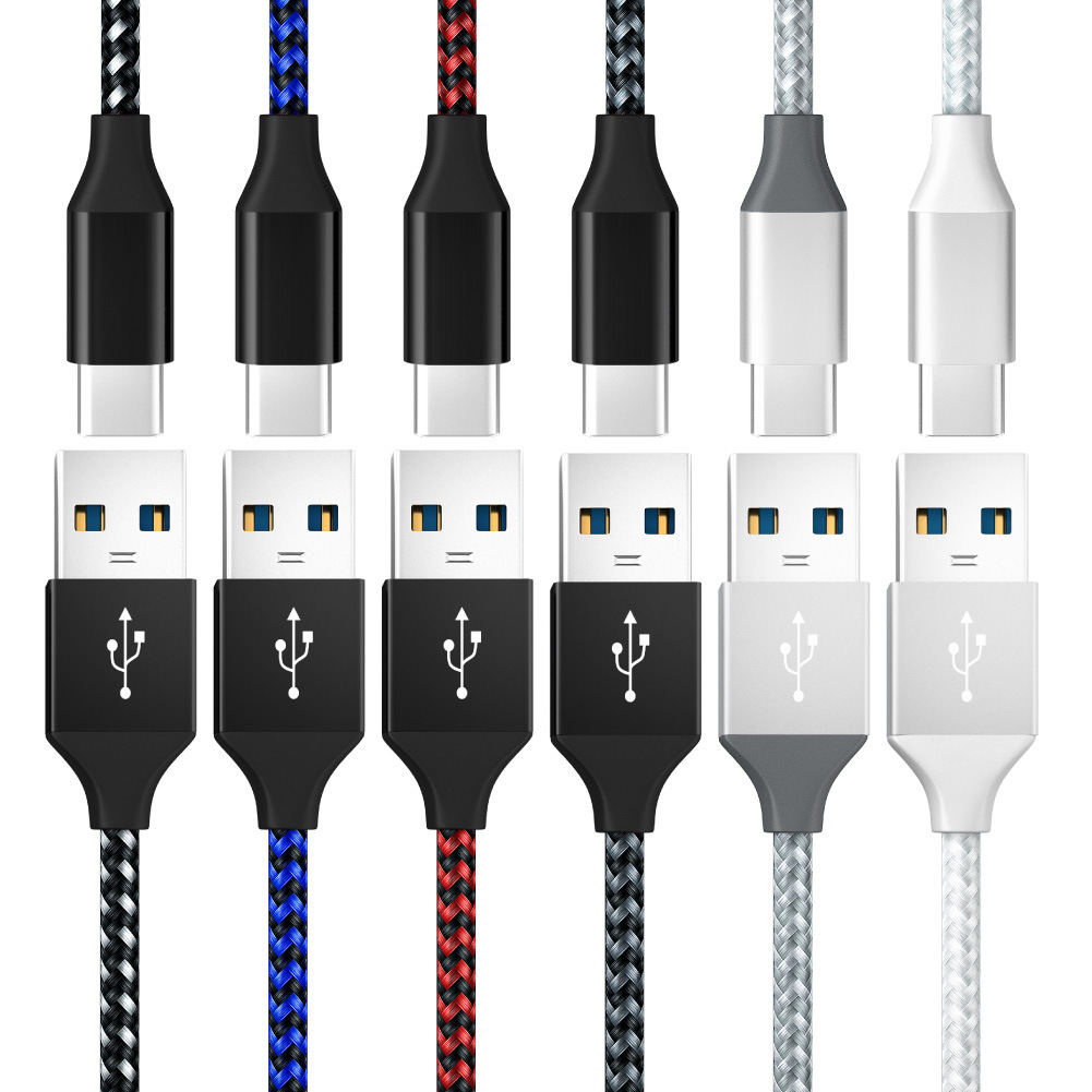typec data cable is suitable for Apple Android phone nylon braided 3A fast charging usb charging cable cross-border hot sale