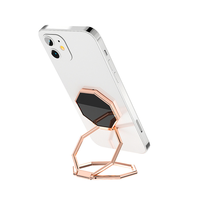Factory direct new metal ring buckle live rotating magnetic car desktop tablet folding mobile phone holder