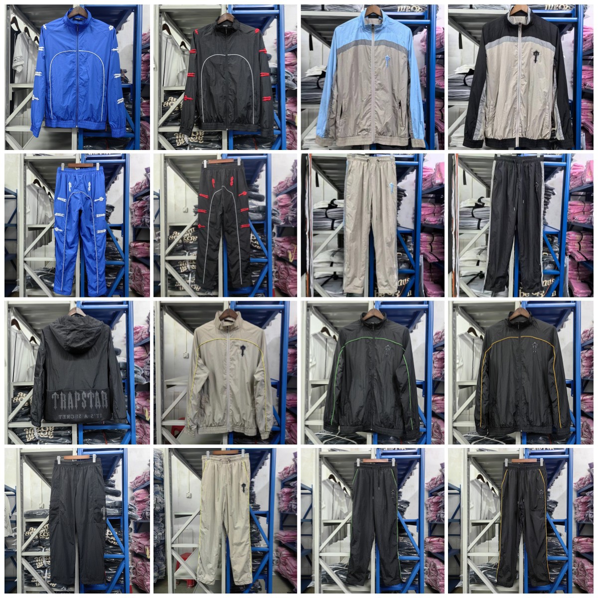 Trapstar fashion brand windbreaker set embroidered letter LOGO tape zipper windbreaker coat casual long pants men 