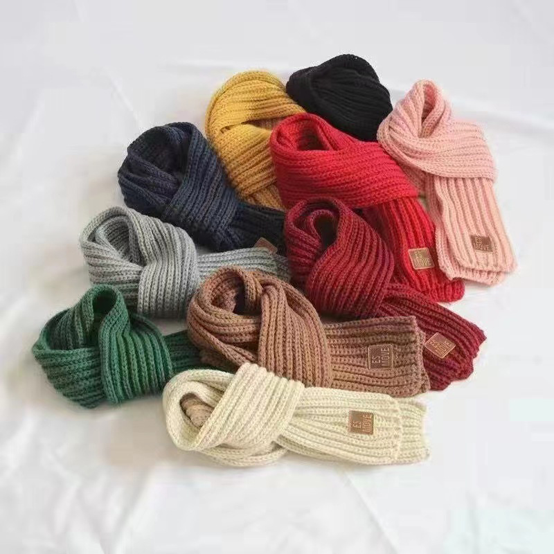 Children's scarf men's warm girl's thickened small scarf knitted Korean style boys' and girls' baby scarf autumn and winter