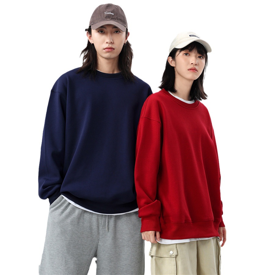 500G Heavy fleece-lined Thickened Crewneck Hip Hop American oversize Custom-made Work Clothes Lambskin Sweatshirt Customization