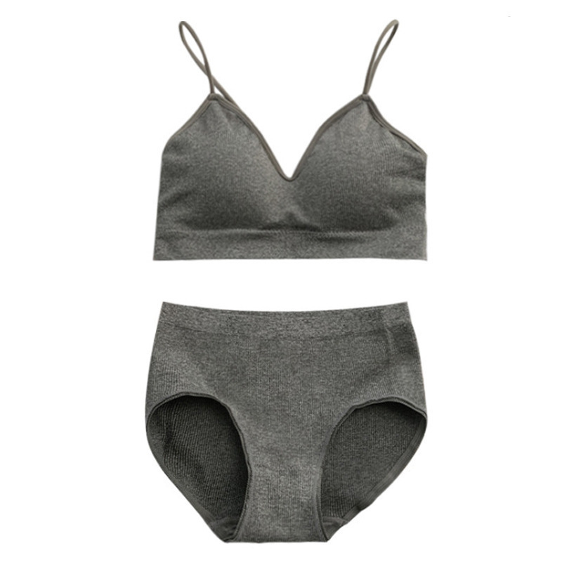 Girl's Tube Top Underwear Set Beautiful Back Push-Up Seamless Bra Underpants Students Korean Style Sports Underwear for Middle School Students