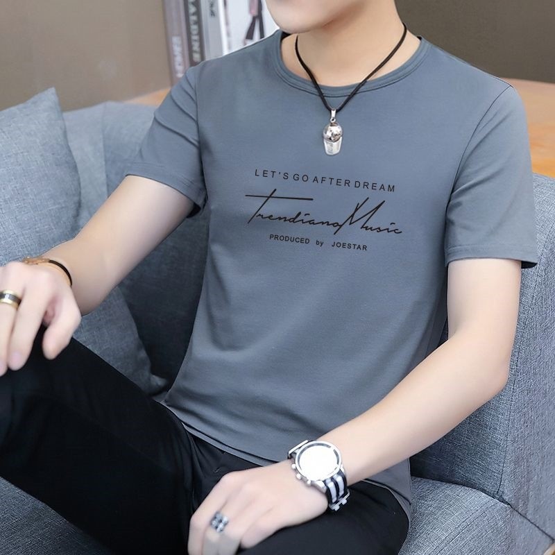 Round neck short sleeve T-shirt men's versatile casual clothes fashion slim half sleeve summer thin mature T-shirt