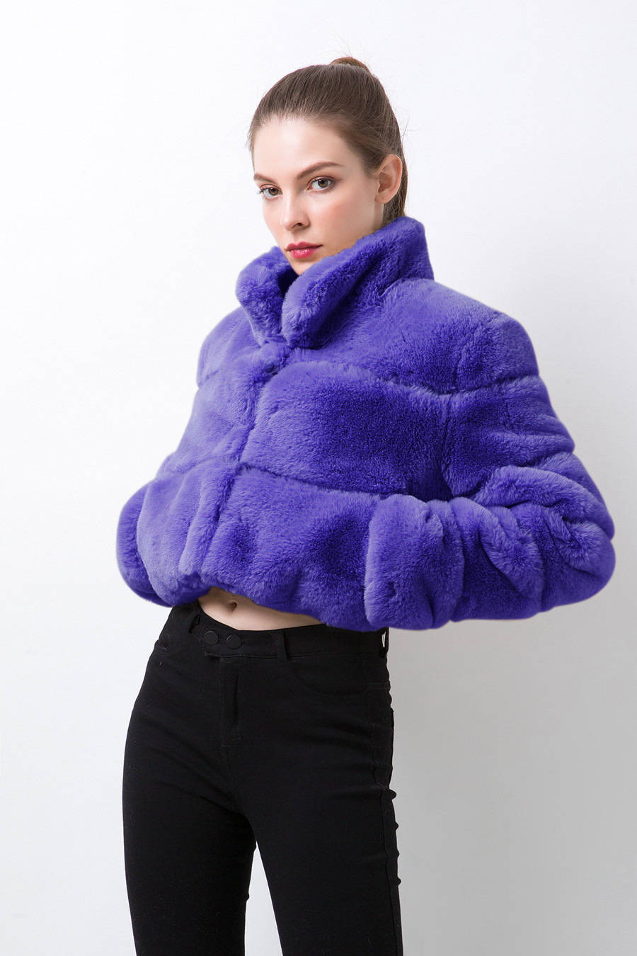 2022 new fur European and American imitation fur women's coat imitation fox fur horizontal stitching artificial fur in stock
